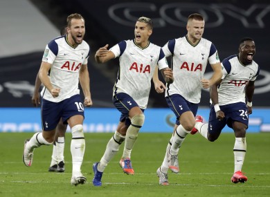 Celebrations after Spurs won the shoot-out.