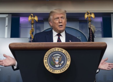 Donald Trump speaking at a press conference yesterday.