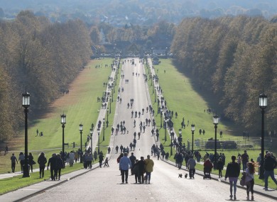 People enjoying the autumn sunshine on the Stormont estate in Belfast on Sunday.