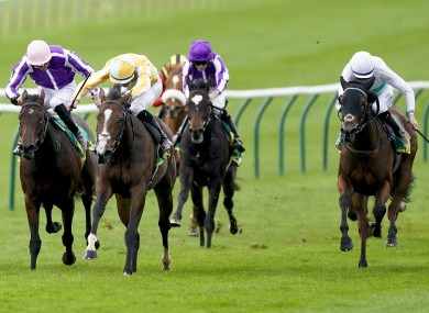 Mother Earth (left) was actually third past the post in the Fillies’ Mile.