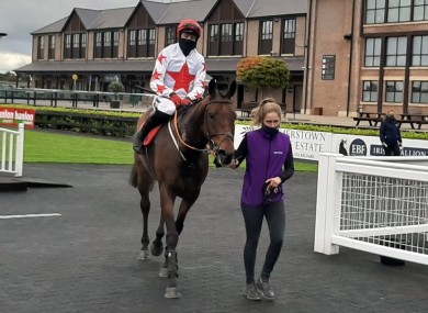 Darver Star returns to the Punchestown winner’s enclosure/