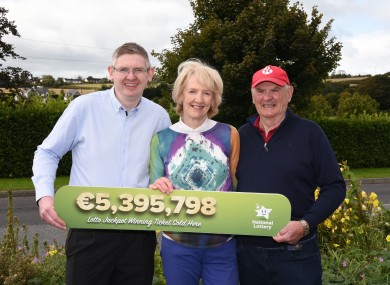 John DeLoughry, owner of DeLoughry’s Gala service station at Talbot’s Inch Co Kilkenny celebrating with his parents, Anne and Jack after selling the winning Lotto ticket.
