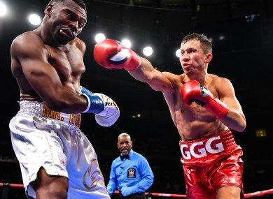 Gennady Golovkin in action against Steve Rolls in June 2019.