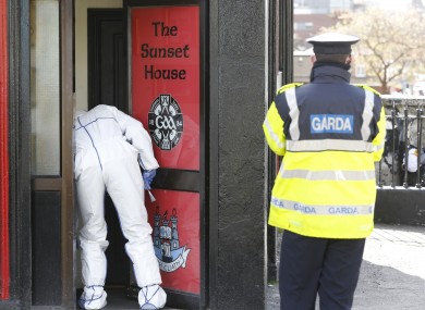 Forensic teams at the scene of the shooting of Michael Barr which took place at the Sunset House pub, Summerhill, Dublin, in April 2016.