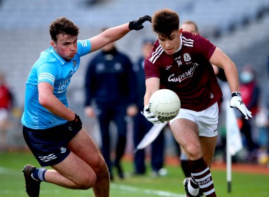 Tomo Culhane in action for Galway against Dublin's Adam Rafter.
