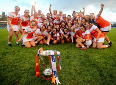 Armagh players celebrate their All-Ireland victory.