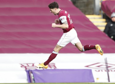 Burnley's Robbie Brady celebrates scoring.