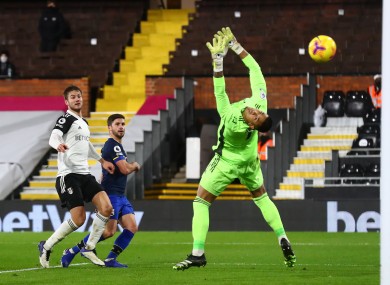 Southampton's Shane Long lobs Fulham goalkeeper Alphonse Areola but the goal is ruled out.