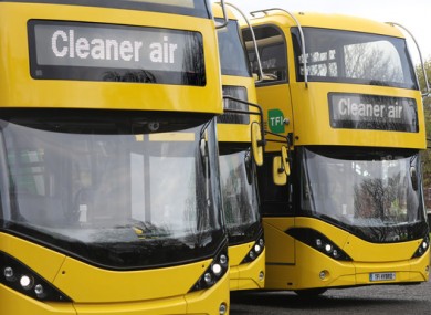 The NTA's double-decker hybrid buses pictured earlier this month.