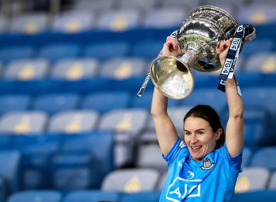 Dublin's Sinead Aherne lifts the trophy.