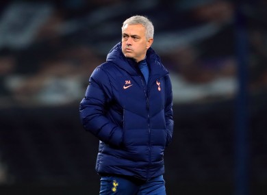 Jose Mourinho pictured during tonight's game.