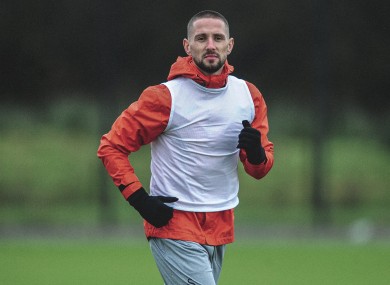 Straight in: Conor Hourihane in training with Swansea City.