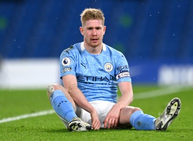 Kevin De Bruyne limped off against Villa.