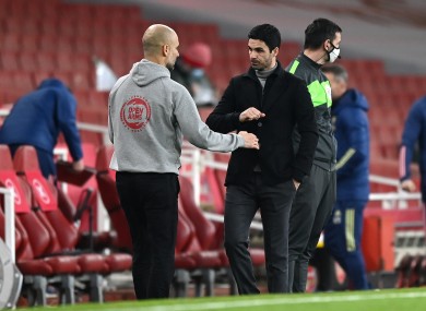 Pep praises Arteta at the final whistle.