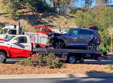The vehicle driven by Tiger Woods was removed from the scene on Tuesday.