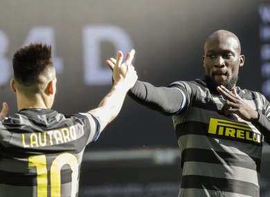 Inter Milan's Romelu Lukaku celebrates.