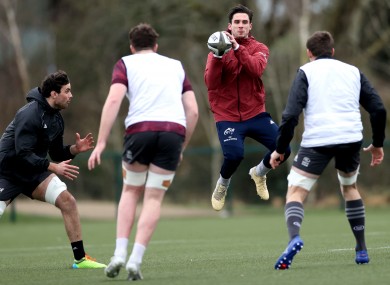 Carbery in training at UL yesterday.