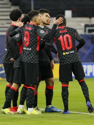 Liverpool players celebrate.