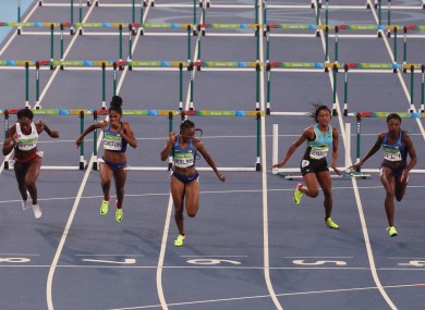 File photo. Women competing in the 100m hurdles final in Rio 2016.