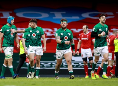 Ireland players react to Wales defeat.