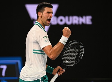 Novak Djokovic will face either Stefanos Tsitsipas or Daniil Medvedev on Sunday.