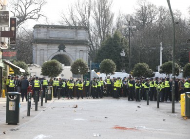 Gardaí outside St Stephen's Green on Saturday