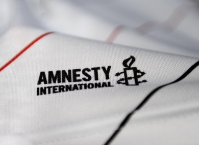 A view of the Amnesty International logo on the Bohemians jersey (file pic).