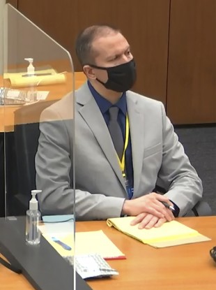 Image of Derek Chauvin in court earlier this month.