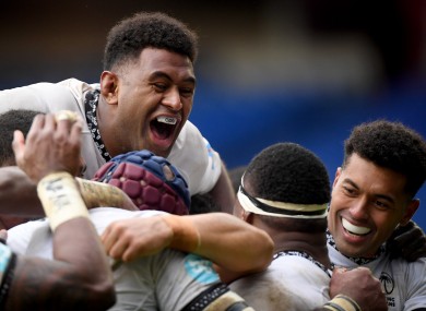 Fiji celebrate a try in the Autumn Nations Cup last year.
