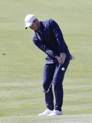 McIlroy approaching the 18th.