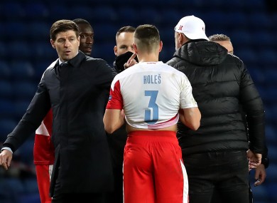 Rangers manager Steven Gerrard after their defeat to Slavia Prague.