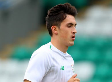 Jamie McGrath pictured while on Republic of Ireland U21 duty for a game against Germany back in 2018.