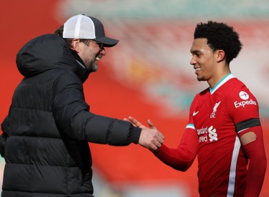 Klopp with Alexander-Arnold after the game.
