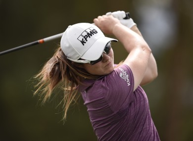 Leona Maguire tees off on the sixth hole during the first round of the ANA Inspiration golf tournament,
