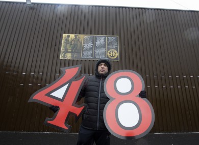 File photo. Damien Keegan, who lost two sisters Mary and Martina in the fire, at the site earlier this year.