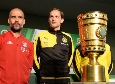 Guardiola and Tuchel ahead of the 2016 German Cup final.