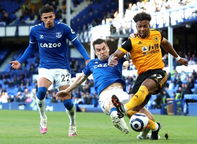 Seamus Coleman in action for Everton against Wolves.