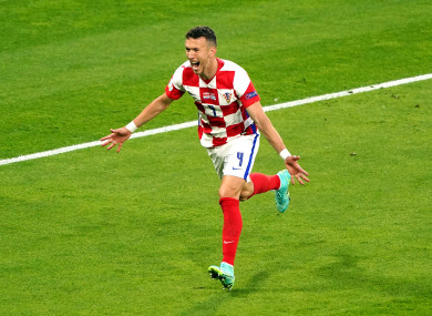 Ivan Perisic celebrates after scoring in Croatia's win against Scotland on Tuesday.