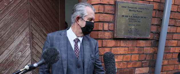 Edwin Poots leaves DUP headquarters