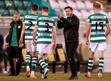 Rovers boss Stephen Bradley and his players.