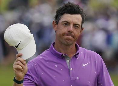 Rory McIlroy tips his cap after completing his final round at the