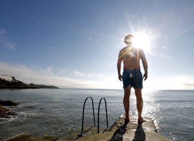 Simon Morgan gets ready for his morning swim at Vico Bathing Place, Dublin.