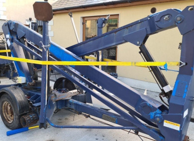 A cherry picker seized by the Criminal Assets Bureau this morning.