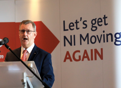 Newly elected DUP leader Jeffrey Donaldson speaking today.