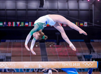 Ireland’s Megan Ryan competing on the beam.