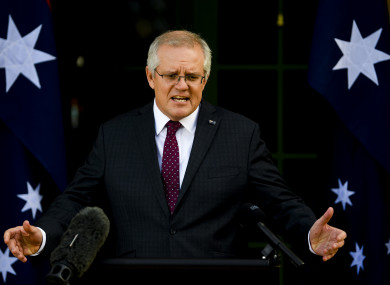 Australian Prime Minister Scott Morrison speaks to the media during a press conference in Canberra