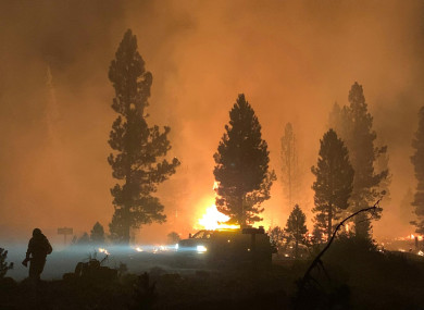 The wildfire burning last Saturday.