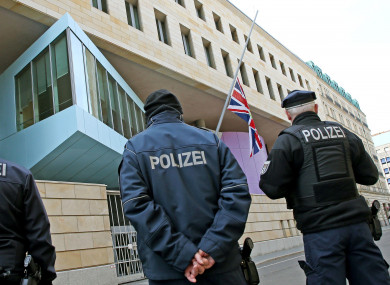 A stock image of German Police outside the British embassy.