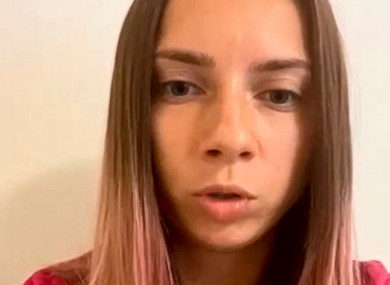 Krystsina Tsimanouskaya speaks to the Associated Press from Japan