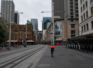 Quiet city centre streets during the current period of lockdown in Sydney, Australia.